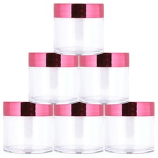Beauticom 6 PCS 30G/30ML High Quality Clear Plastic Jars with Rose Gold Lids