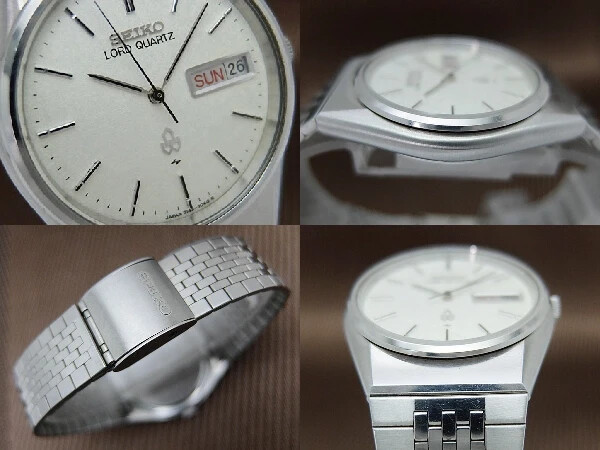 SEIKO LORD QUARTZ 7143-7030 SS Washi Pattern Dial Day-Date