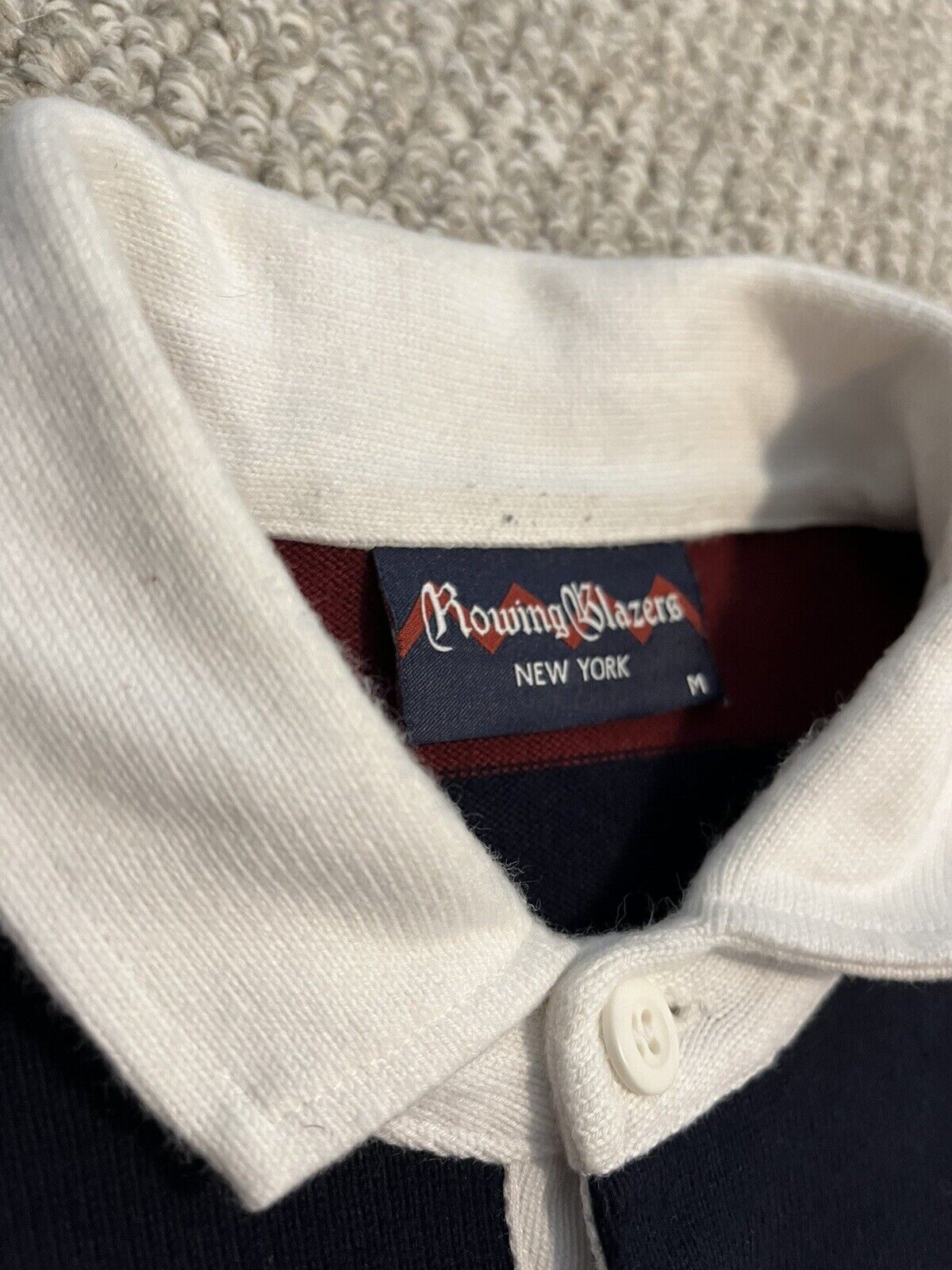 FILA Blazers da canottaggio maglia rugby a righe blu navy marrone SUPER PESANTE RUGBY taglia M