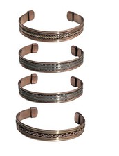 4 Pack Tibetan Pure Copper Bracelet Arthritis Therapy Cuff Bangle New