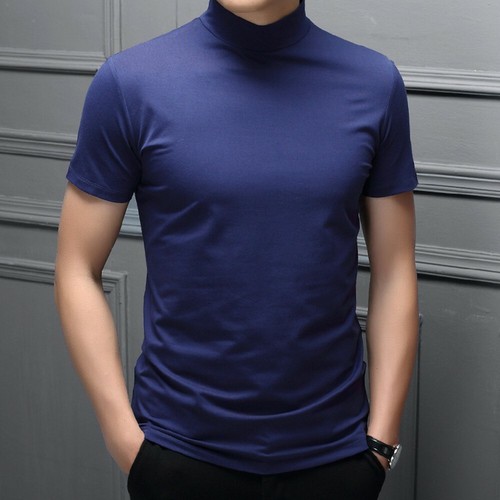T-shirt maglietta uomo finto collo basic tinta unita pullover manica corta top - Foto 11 di 37