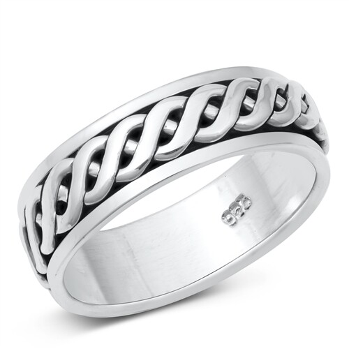 Spinner Ring Geuine Solid Sterling Silver 925 Jewelry Face Height