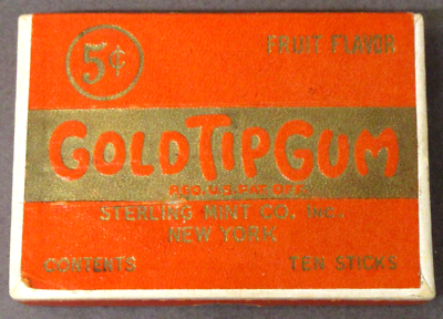 vintage empty box Sterling GOLD TIP GUM cigarette form wb