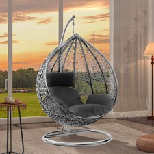 Hanging Swing Egg Chair Outdoor Garden Patio Hanging Wicker Hammock Pod Chair UK