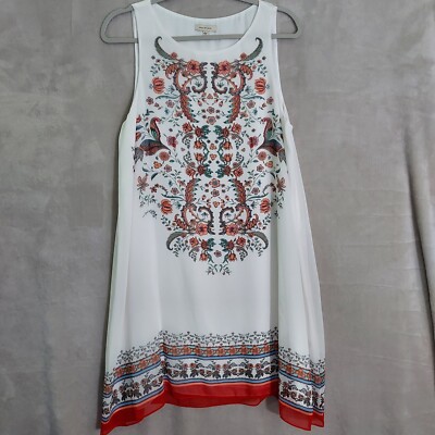 navy blue dress for baby girl Max Studio Dress Womens L Shift A Line Sheer Tank Floral Beachy Summertime