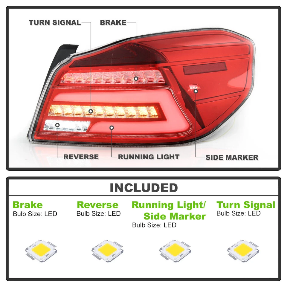 Luces traseras de tubo LED completas para Subaru WRX|WRX STI edición especial 2015-2019 lámparas Foto 3 de 4