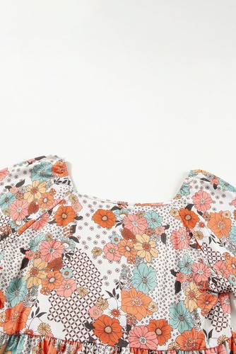 Khaki floral plus size peplum blouse - Picture 3 of 15