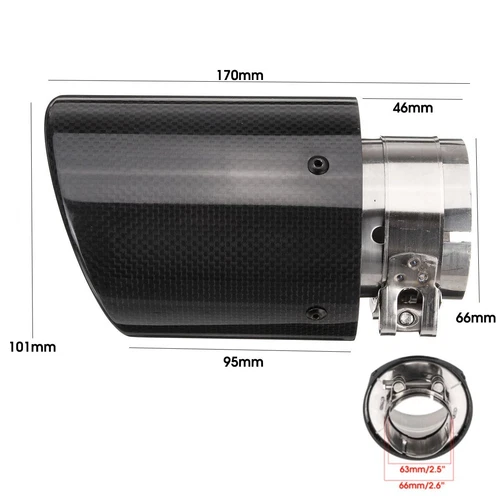 Carbon Fiber 2.5'' 63mm-101mm Universal Car Exhaust Muffler End Tip Tail Pipe FG