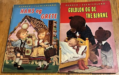 HANS OG GRETE : Guldlok : in Danish : vtg Shiba Prod lot : puppet storybook