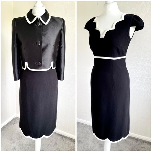 Hobbs Black Ivory Pencil Dress Suit 