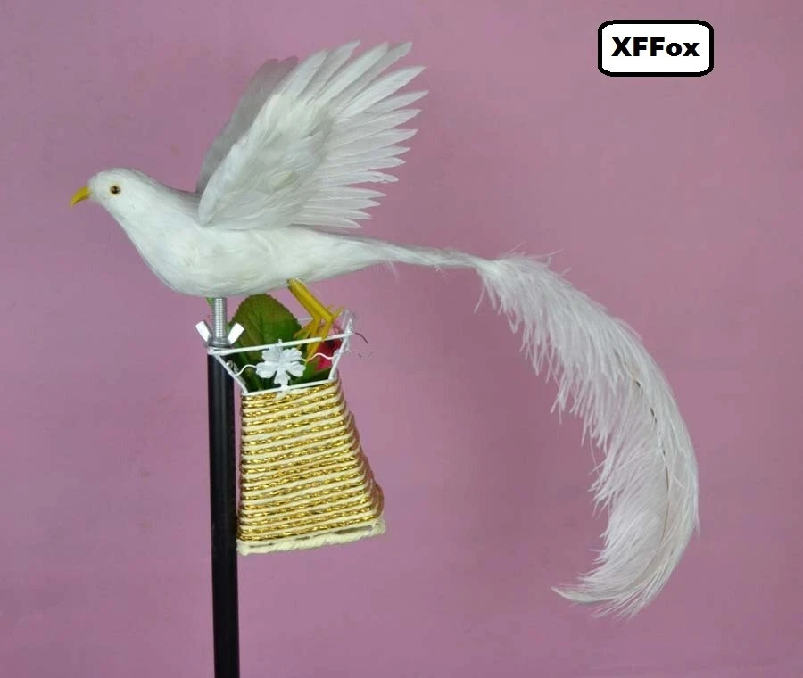 white simulation wings Phoenix toy foam& furs long tail bird doll about 30x50cm