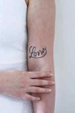 temporary tattoo - Set of two wrist size Love approx. 1.5" each 