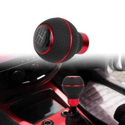 Universal Carbon 5 Speed Black & Red Ball Manual Gear Shift Knob Lever Shifter