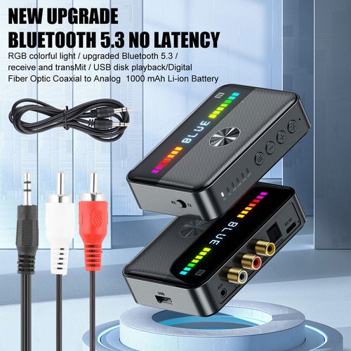 Bluetooth 5.3 Transmitter Receiver 3.5mm AUX RCA TV Home Stereo Audio Adapter US - Picture 4 of 16
