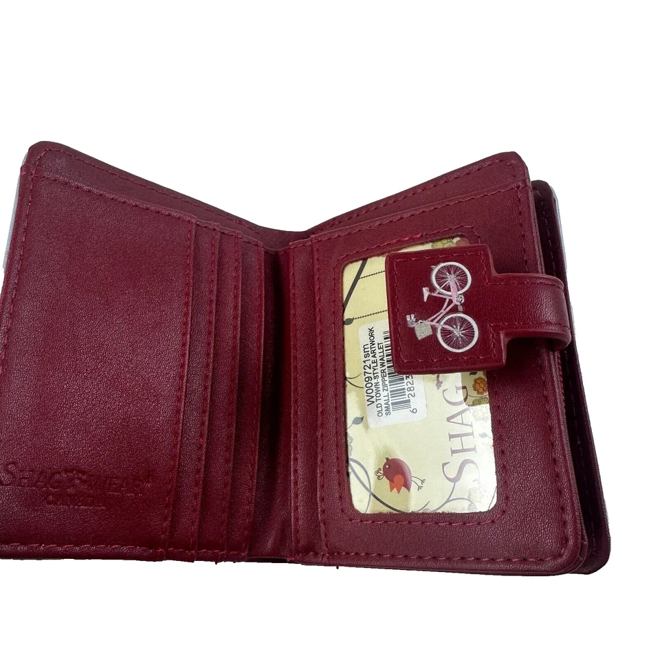 Carteira feminina Shagwear couro sintético pequena com zíper arte cidade velha vermelha - Imagem 4 de 4