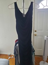 H&M Black Sleeveless Dress US 14/L Bodycon knee length lined rouched sides