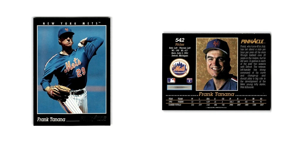 Frank Tanana 1993 Pinnacle #542 New York Mets Baseball Card NM - Image 3 of 3