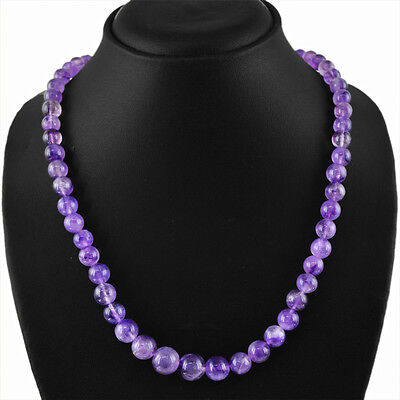 103.00 CTS NATURAL UNTREATED RICH PURPLE AMETHYST ROUND SHAPE BEADS NECKLACE