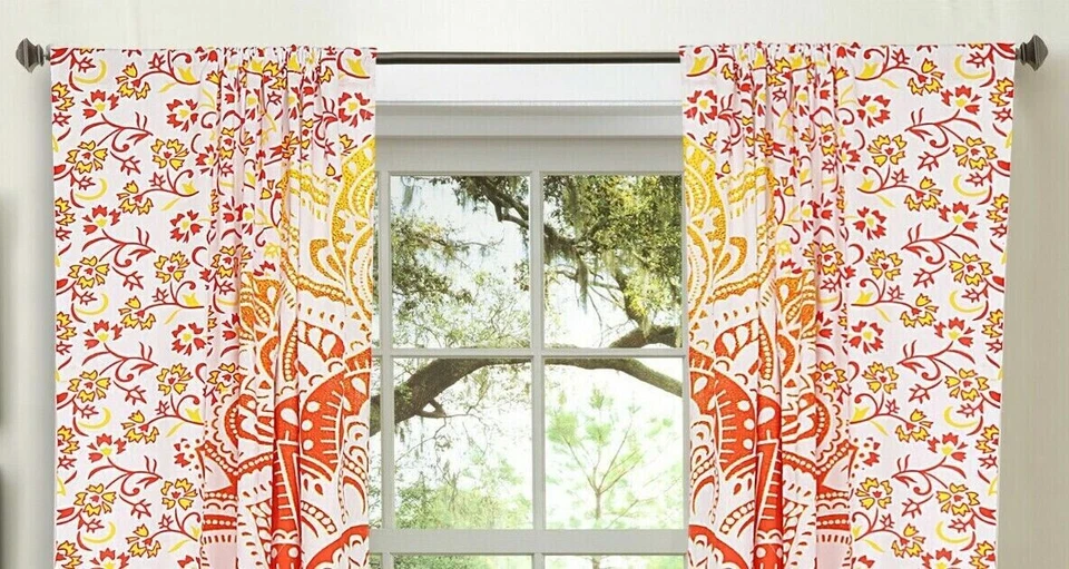 Tapeçaria de algodão boêmio hippie mandala decoração cortina porta janela cortina - Imagem 2 de 4