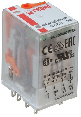 11-PIN INDUSTRIERELAIS, 10A, 3PCO 24VAC, SPULENWIDERSTAND 158OHM, COI FÜR RELPOL