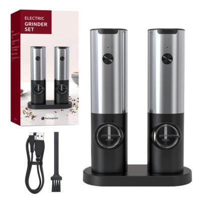 Elektrische Salz- und Pfeffermühle 2er Set, automatische Pfeffermühle, USB Rechar