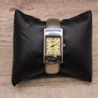Vintage Gucci Stainless Steel Bracelet Watch Swiss Made Model 118 GUCCI 118 Tornabuoni Diamond S-Steel Black Dial Women main image 3