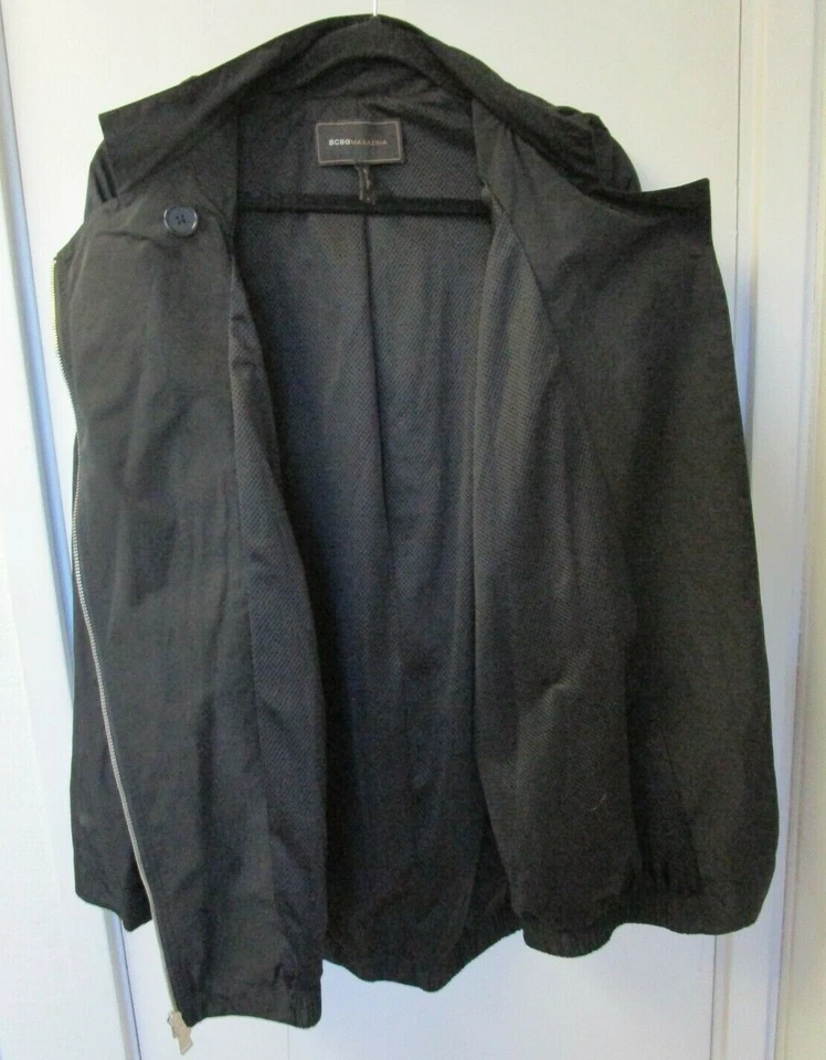 女士 BCBG MAXAZRIA 夹克连帽黑色涤纶内衬雨高尔夫拉链 S 码 — 第 3/4 张图片