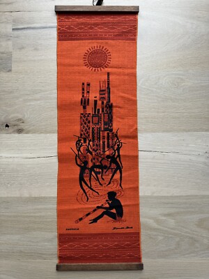 Vintage 1960's Donald Clark Silk Screen Linen Wall Hanging-Australia Native MCM