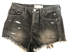 RSQ High Rise Black Distressed Denim Jean Short Shorts Size 1/w25