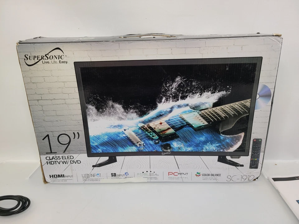 SuperSonic LED Widescreen HDTV 19" w/ Built-in DVD Player SC-1912 Preowned - Image 4 of 4