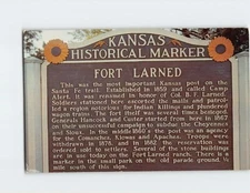 Postcard Entrance to Fort Larned Kansas Historical Marker Kansas USA