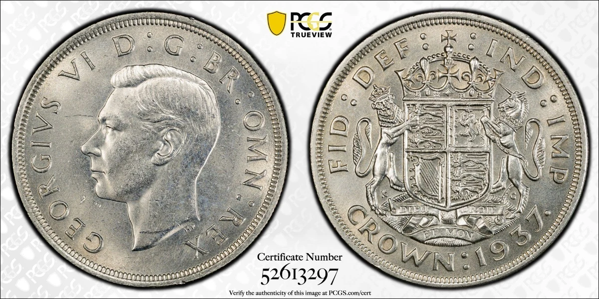 クラウン 銀貨 英国 ジョージ6世 1937年 NGC MS63 イギリス 1937 ジョージ6世 1/2クラウン 銀貨 NGC PF66 6032185004