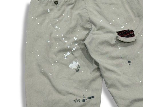 LL BEAN CHINOS PANTS PAINT SPLATTER 30X29 FLANNEL LINED ARTIST DISTRESSED VTG - Picture 13 of 24