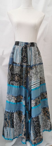Cotton Breeze Damen Maxirock Gr. 12-14 Blau Mehrfarbig Gefüttert Elastischer Bund