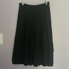 JLS Boutique Vintage Pleated Midi Skirt in Black Jean Louis Scherrer Paris Med