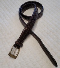 Brighton Men's 36 Braided Croc Embossed Belt Silver Hardware Double Layer Padded