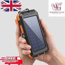 Fast Charging 20000 mAh Solar Power Bank with Dual USB Ports & Flashlights