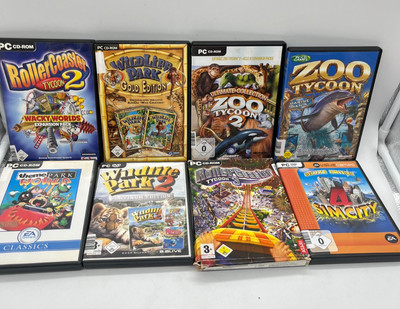 PC Zoo + Rollercoaster + Park Tycoon Konvolut - 8 Spiele Paket - in OVP