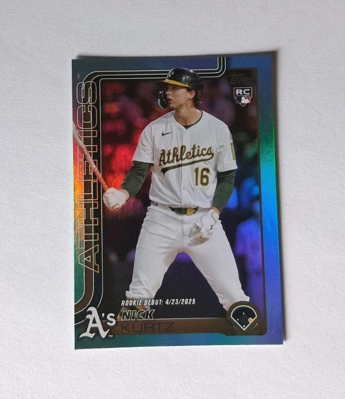 2025 topps update #US197 Nick Kurtz aqua rainbow foil  RC ssp /110