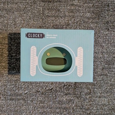 Clocky Alarm Clock on Wheels Rare Aqua Blue - Heavy Sleeper Alarm - New Open Box