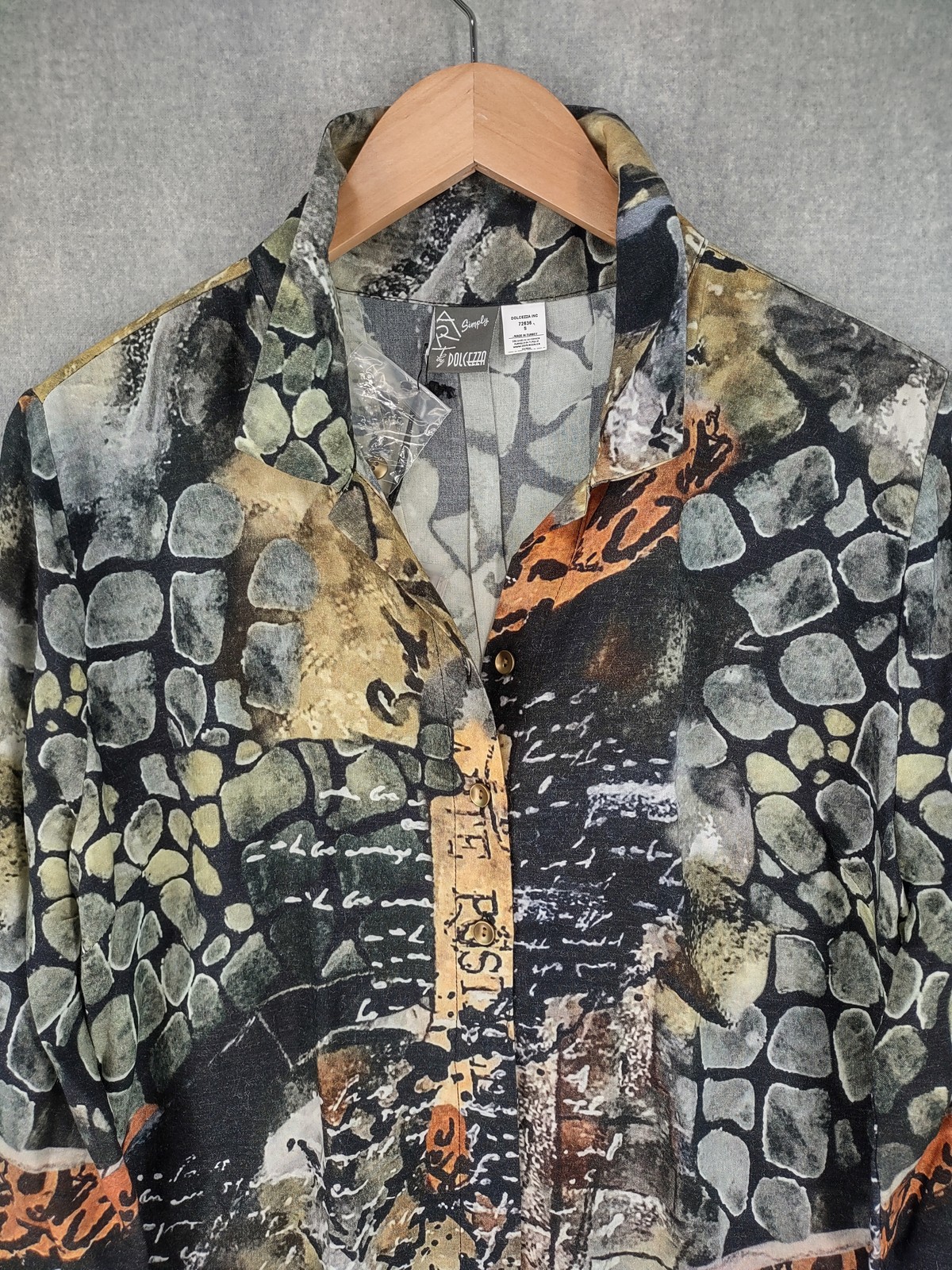 Dolcezza Top Small Multicolor Artsy Lagenlook But… - image 3