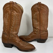Tony Lama Men’s 8D Tan Leather Cowboy Boots Western Classic Handmade USA 7279
