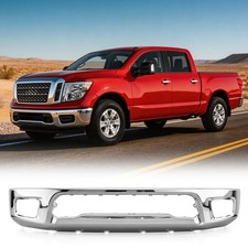 One-Piece Front Bumper For Nissan Titan 2017-2019 Chrome Without Sensor Holes