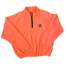Vintage 90s Surf Style Neon Orange 1/4 Zip Windbreaker Jacket One Size Pullover