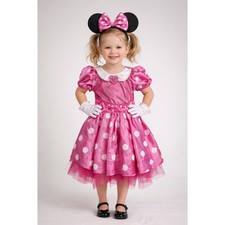 Disney Minnie Mouse Dress Girls Size 3 Pink Polka Dot Princess Party Dress Photo