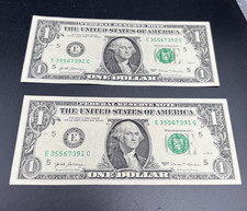 2 Consecutive 2017 1 FRN Federal Reserve Notes Choice UNC 391