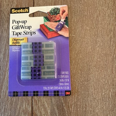 Scotch Pop-Up Gift Wrap Tape Strip Refills 225 Total 75 Strips/Pad 3 Pads