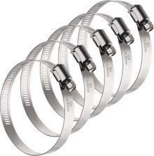 Large Hose Clamps, 5 Pack 3 Inch Stainless Steel Hose Clamps Adjustable from 2-1