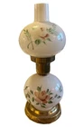 Vintage Hand-Painted Milk Glass Electric Hurricane Lamp – Floral Design