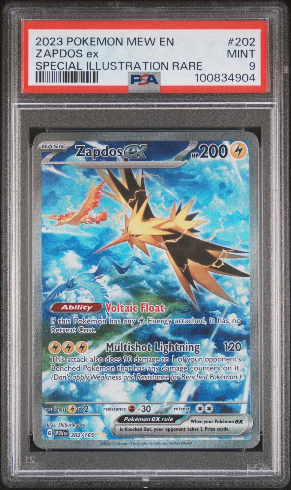 2023 POKEMON MEW EN-151 SPECIAL ILLUSTRATION RARE #202 ZAPDOS EX PSA 9